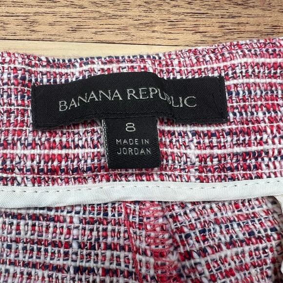 Banana Republic Women's Tweed Frayed Trim High-Rise Shorts Pink Red Sz 8 Preppy - Picture 5 of 8